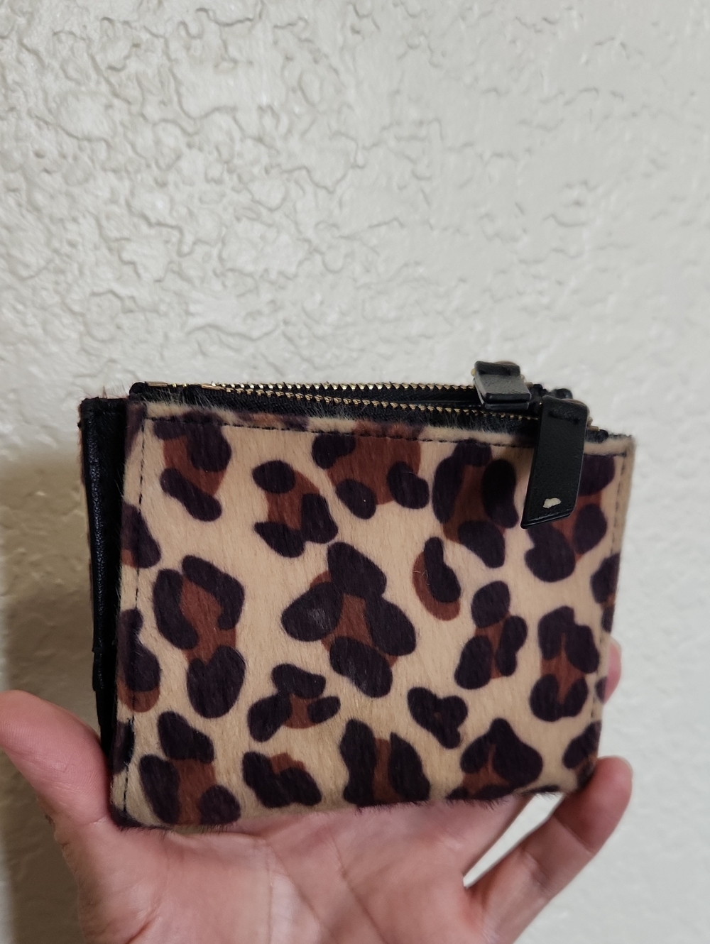 H&M Leopard Print Zip Card Wallet - Tan and Brown